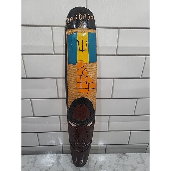 Hand-Carved Wooden Mask & Couple Collectible Wall Decor Painted Barbados *READ - Picture 5 of 8